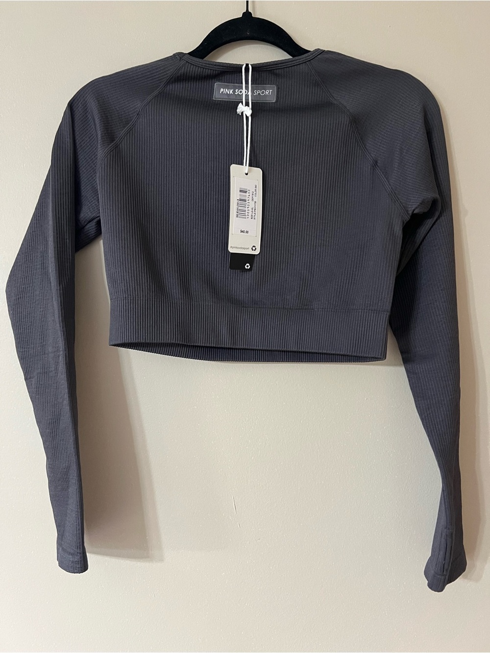 SUPPLY & DEMAND Women's Pink Soda Sport Ribbed Seamless Long-Sleeve T-Shirt Grey - Picture 2 of 4